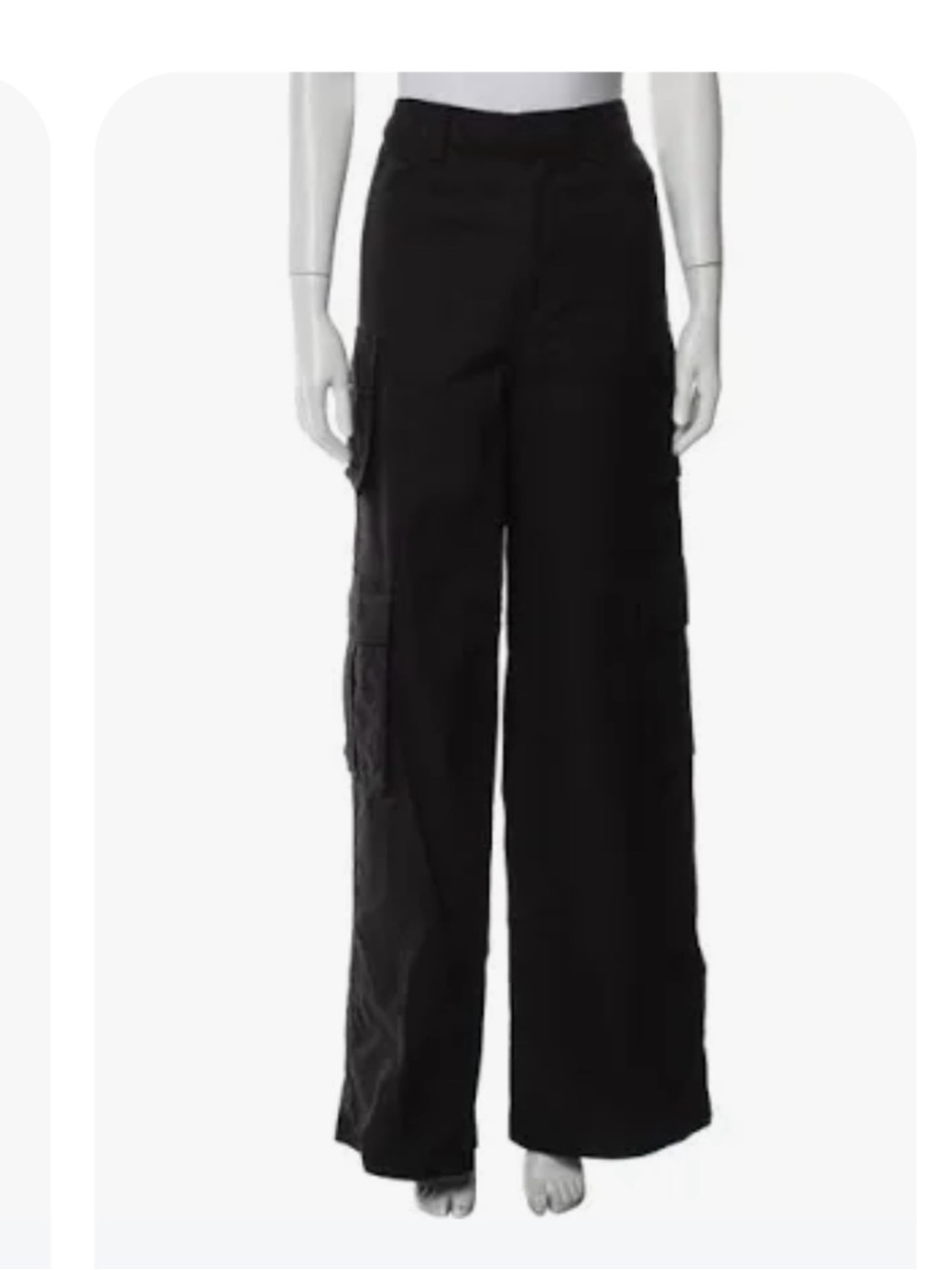 Favorite daughter Black Cargo Pants with Flap Pockets. Satin sheen for evening.